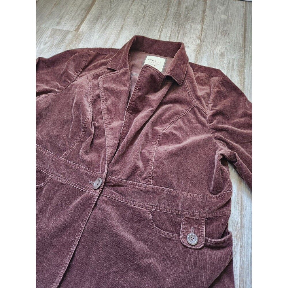 Sonoma Corduroy Blazer Jacket Brown Peplum Button Front Stretch Women 3X 90s Y2K - Picture 3 of 9